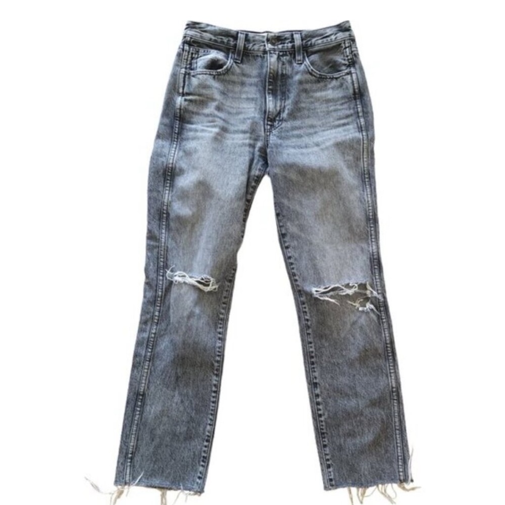 SLVRLAKE Hero Straight leg distressed jeans in Midnight Rider